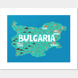 Bulgaria Illustrated Map Posters and Art